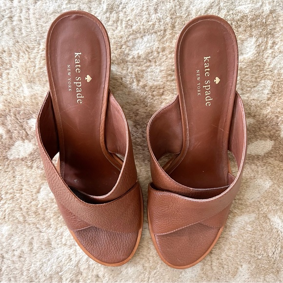 Kate Spade New York Felda Brown Leather Crisscross Mule Sandal Size 9m - Picture 6 of 12